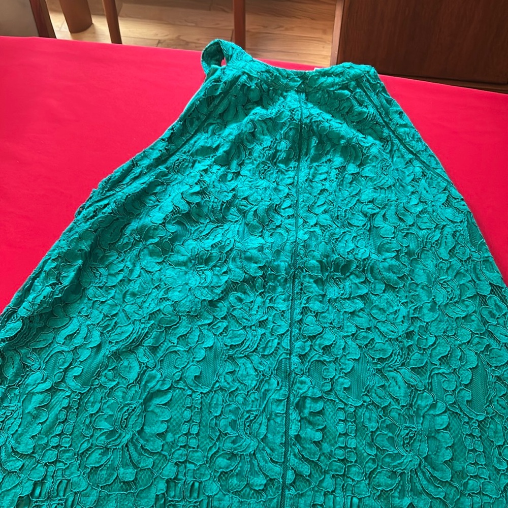 Turquoise a line sleeveless dress in lace knit